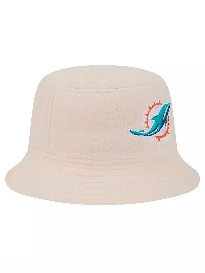 Женская кремовая шляпа Miami Dolphins Cozy Sherpa Bucket Hat New Era — изображение 3 из 4