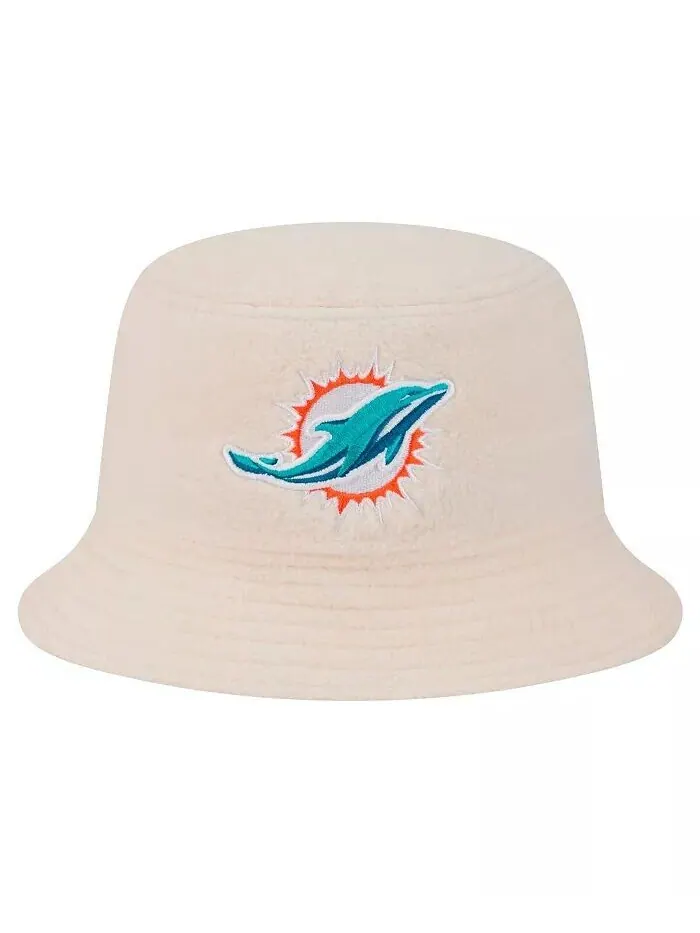 Женская кремовая шляпа Miami Dolphins Cozy Sherpa Bucket Hat New Era — изображение 4 из 4