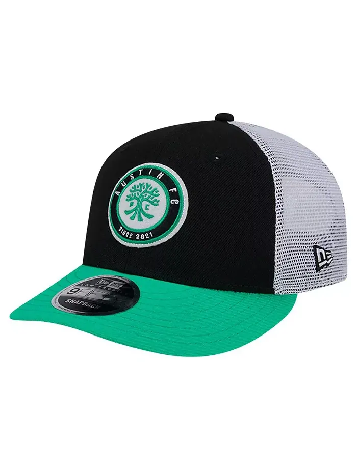 Мужская черная кепка Austin FC Throwback Trucker Low Profile 9FIFTY Snapback New Era