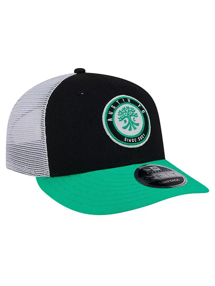 Мужская черная кепка Austin FC Throwback Trucker Low Profile 9FIFTY Snapback New Era — изображение 3 из 4