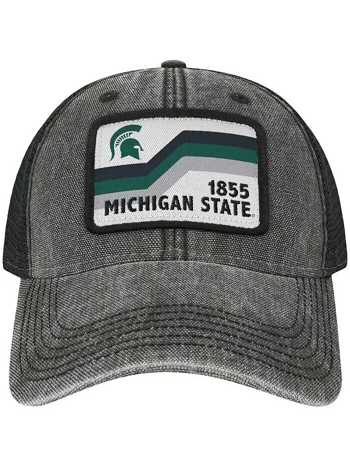 Мужская черная кепка Michigan State Spartans Sun & Bars Dashboard Trucker Snapback Legacy Athletic — изображение 3 из 5