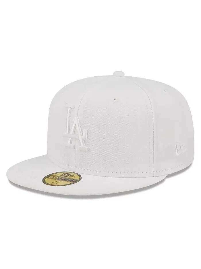 Мужская приталенная кепка Los Angeles Dodgers белая на белом 59FIFTY New Era — изображение 1 из 4