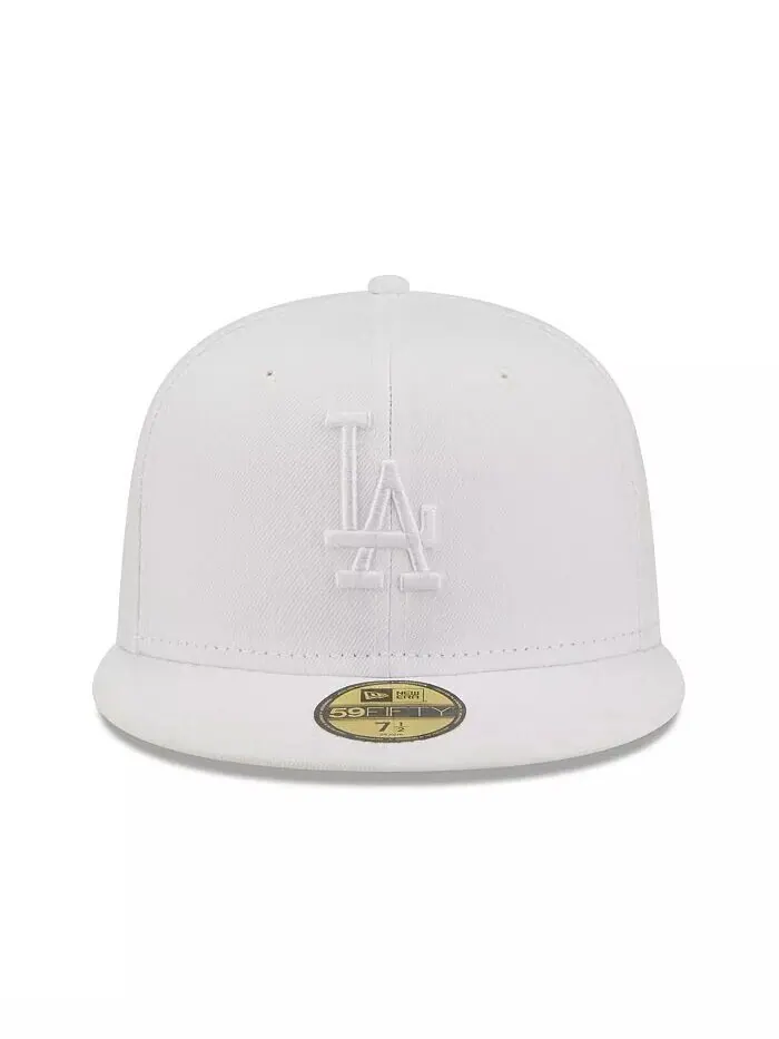 Мужская приталенная кепка Los Angeles Dodgers белая на белом 59FIFTY New Era — изображение 2 из 4