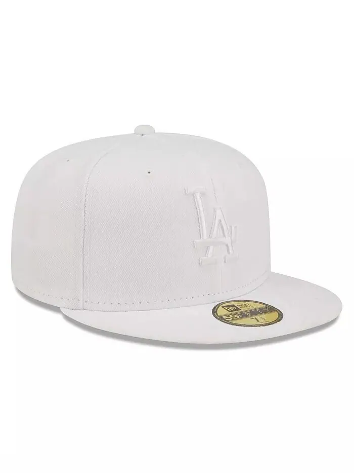 Мужская приталенная кепка Los Angeles Dodgers белая на белом 59FIFTY New Era — изображение 3 из 4