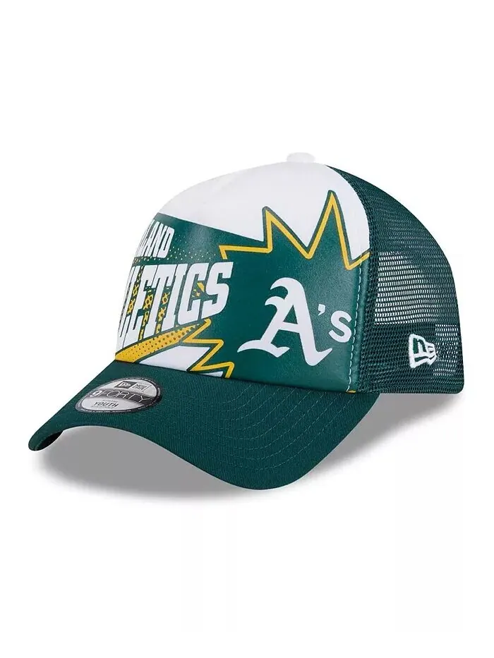 Большие мальчики и девочки зеленая Oakland Athletics Boom 9FORTY регулируемая шапка New Era
