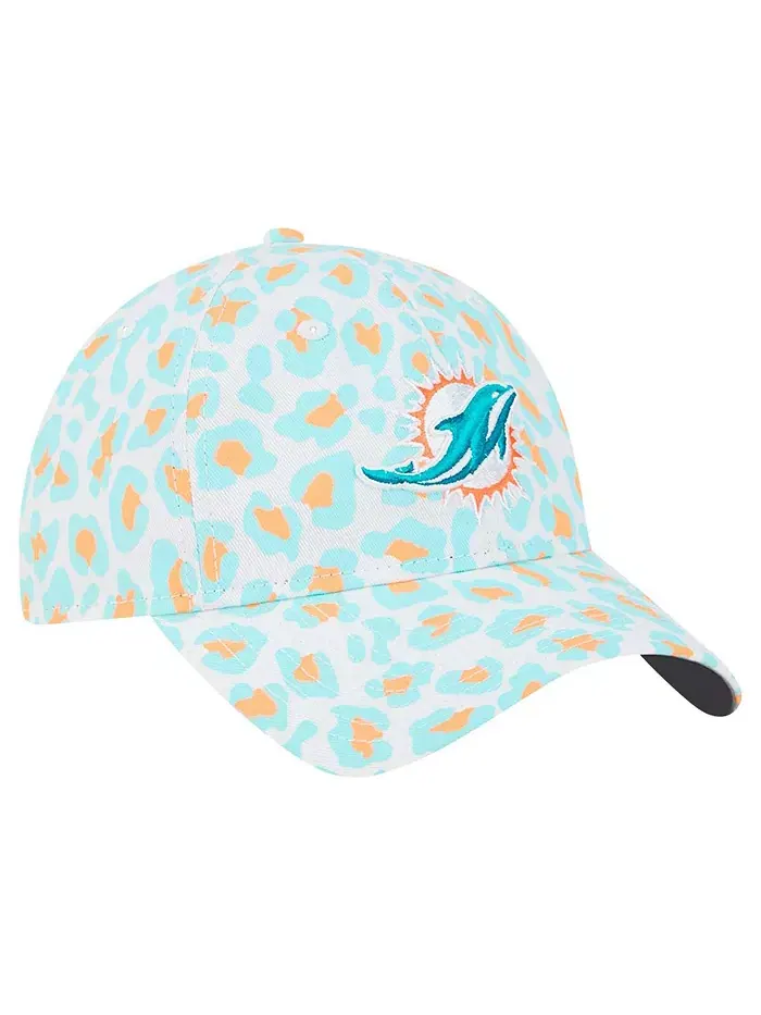 Белая регулируемая шапка Miami Dolphins Active Leopard 9TWENTY для девочек New Era — изображение 2 из 4