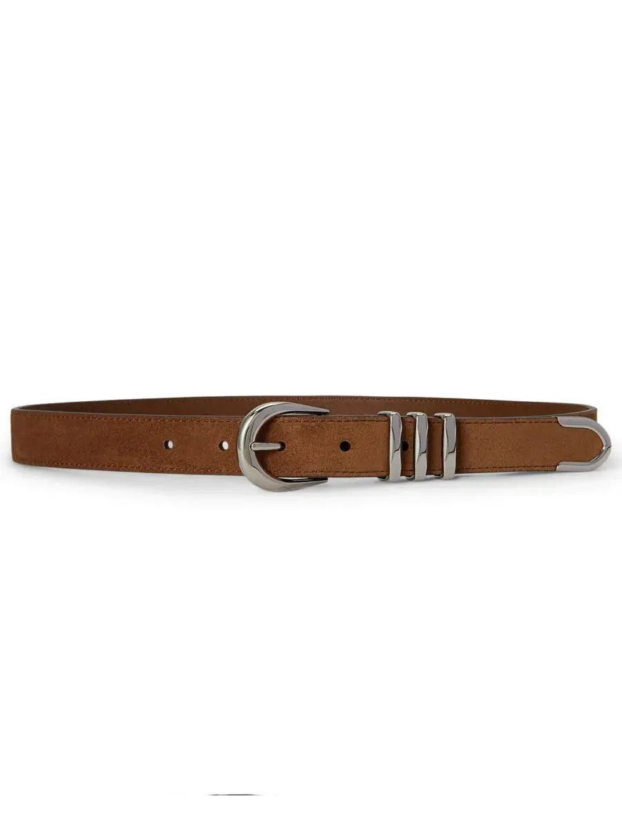 Женский узкий замшевый пояс с металлическим фиксатором Lauren Ralph Lauren, Light Tobacco