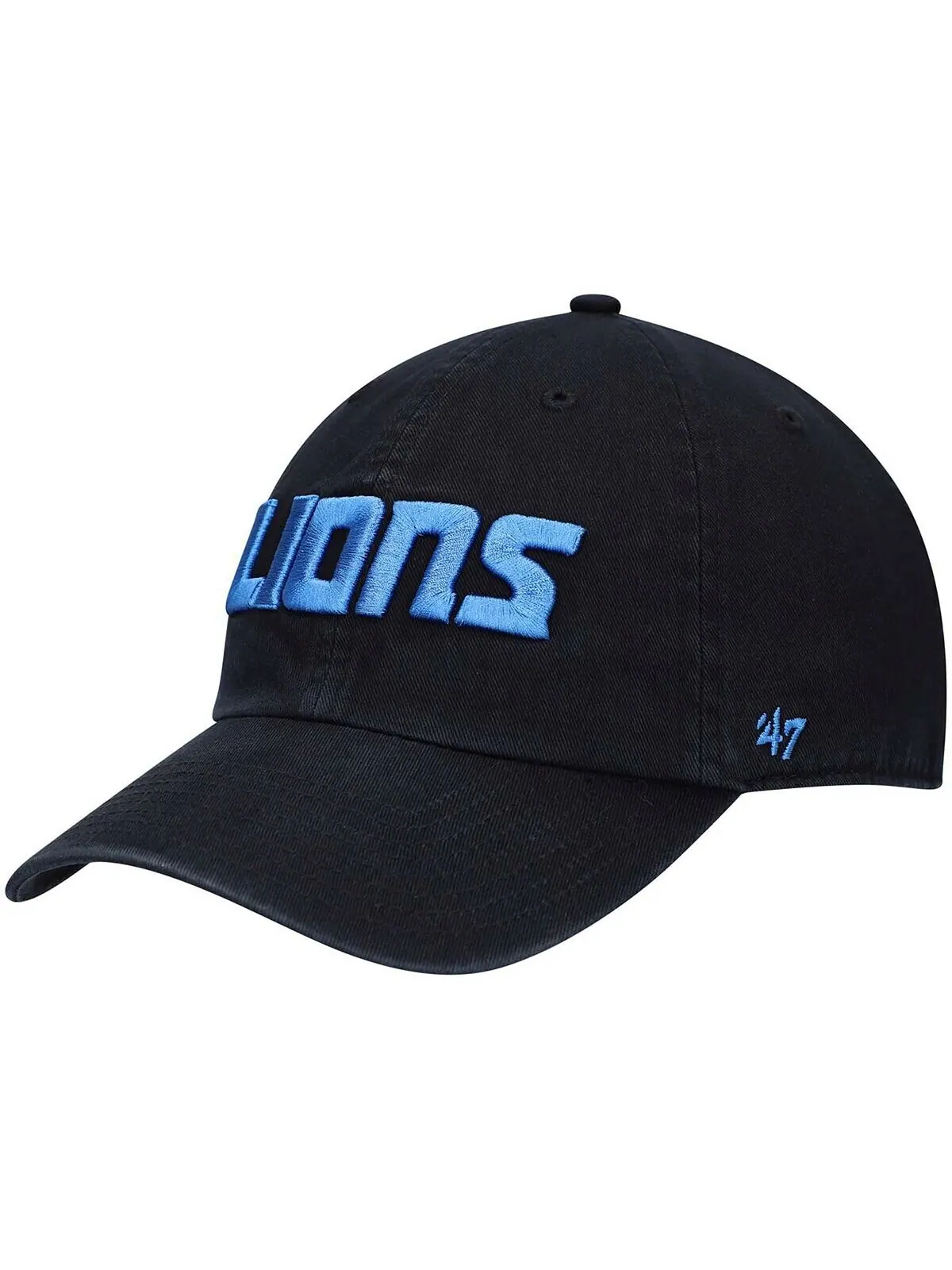 Мужская черная регулируемая шляпа Detroit Lions Clean Up Script '47 Brand