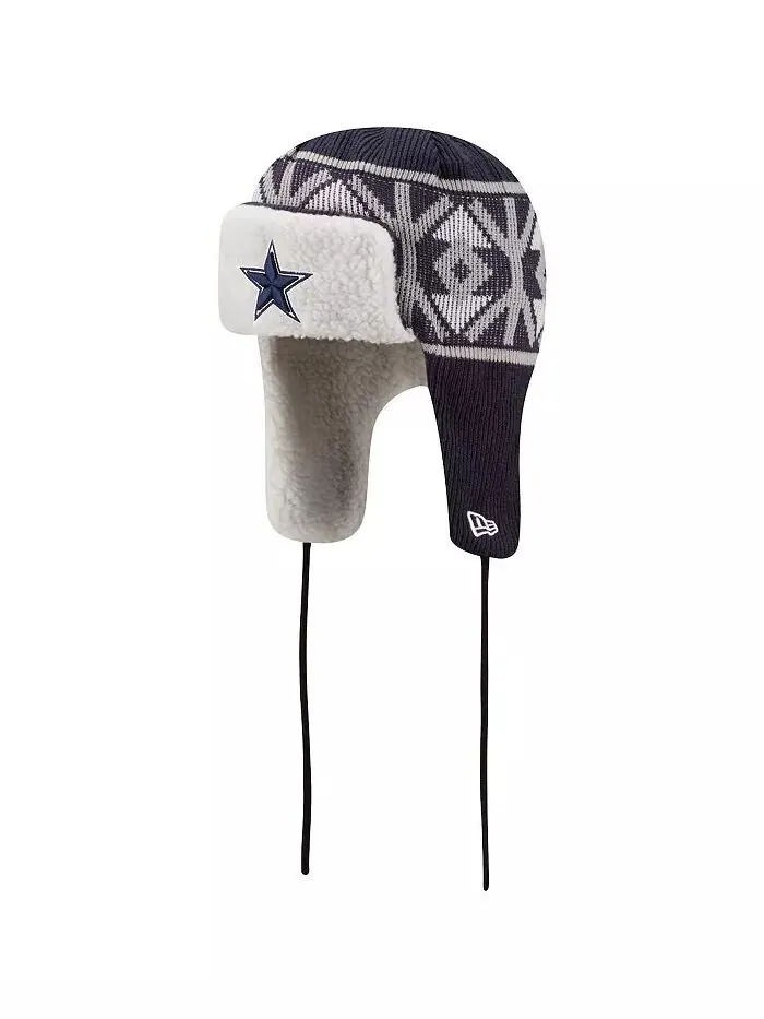 Мужская темно-синяя вязаная шапка-траппер Dallas Cowboys New Era