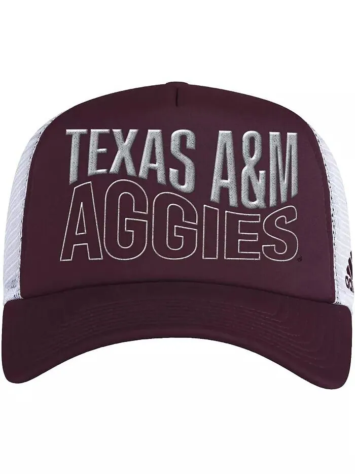 Мужская темно-бордово-белая кепка Texas A&M Aggies Wave Foam Trucker Snapback Adidas