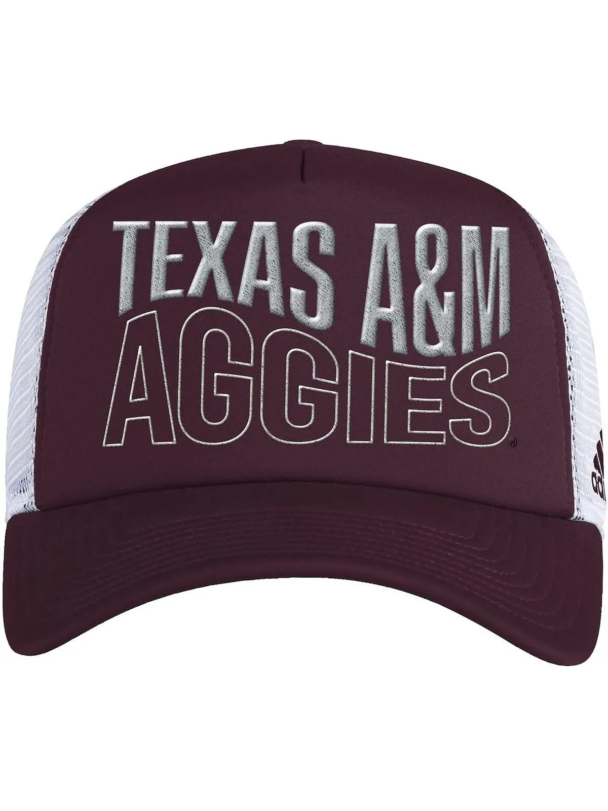 Мужская темно-бордово-белая кепка Texas A&M Aggies Wave Foam Trucker Snapback adidas — изображение 1 из 1, белый