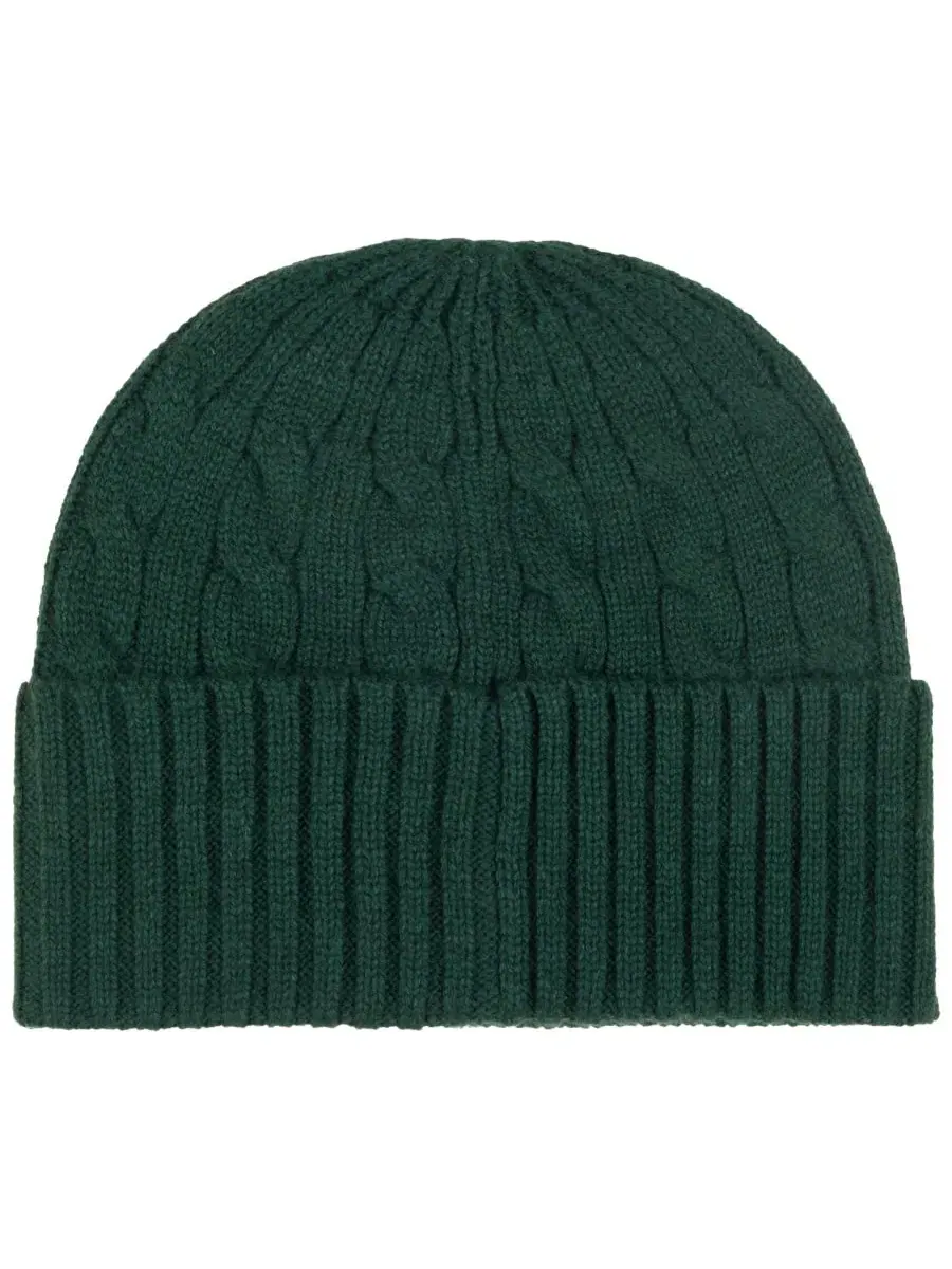 Вязаная шапка-бини с косами и вышивкой Polo Ralph Lauren, Moss Agate — изображение 2 из 4