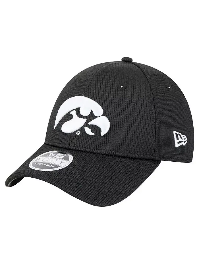 Мужская черная кепка Iowa Hawkeyes Pivot 9FORTY Stretch-Snap Adjustable New Era