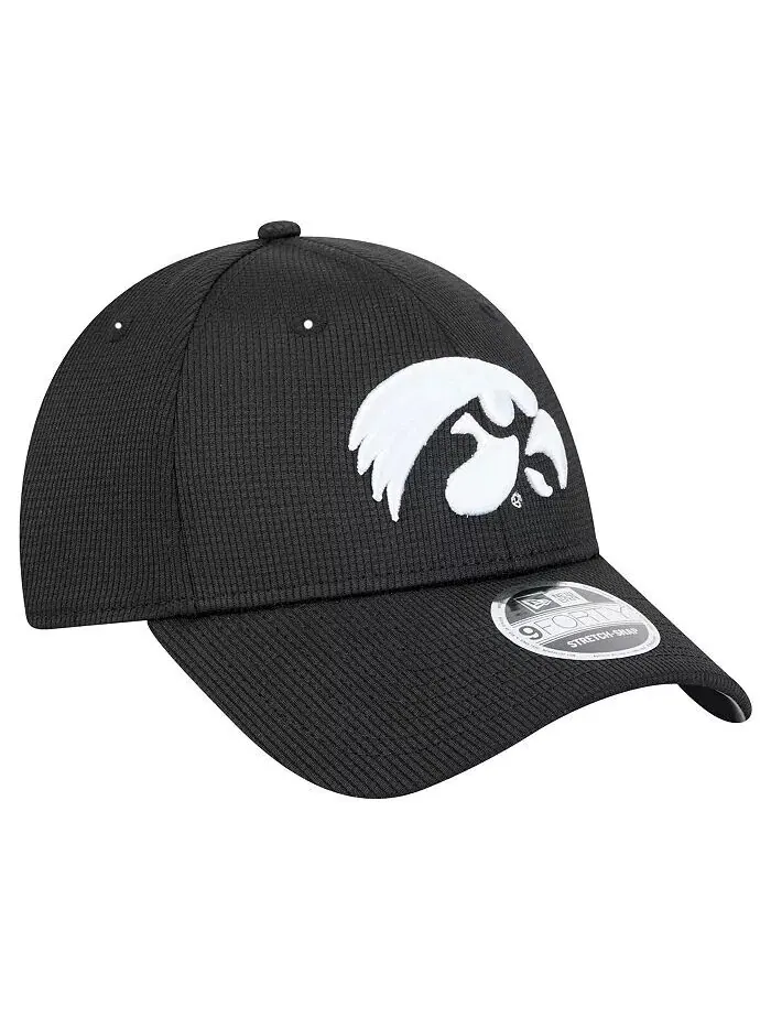 Мужская черная кепка Iowa Hawkeyes Pivot 9FORTY Stretch-Snap Adjustable New Era — изображение 4 из 5