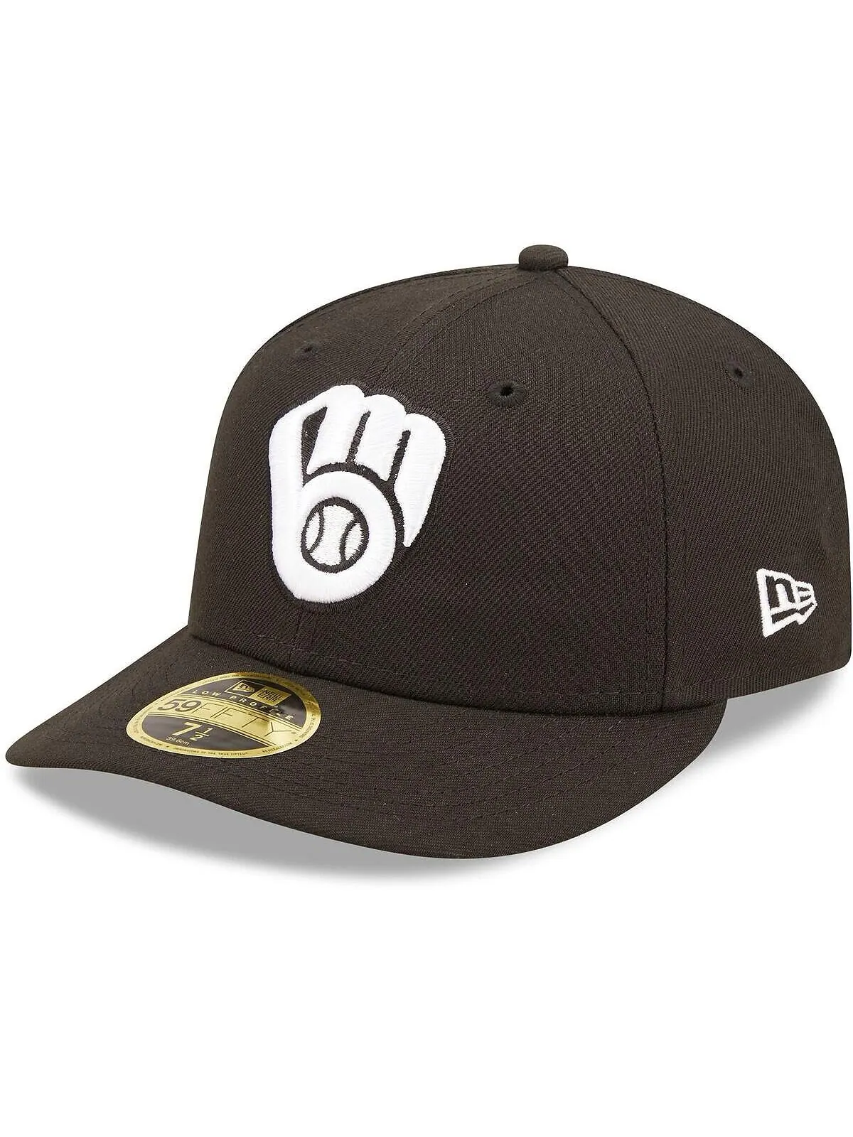 Мужская низкопрофильная приталенная шляпа Milwaukee Brewers черно-белая 59FIFTY New Era