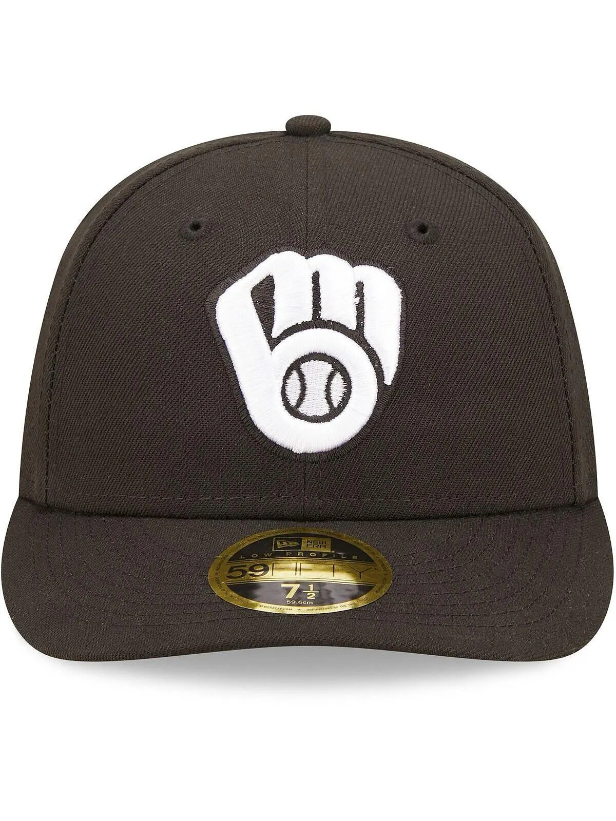 Мужская низкопрофильная приталенная шляпа Milwaukee Brewers черно-белая 59FIFTY New Era — изображение 2 из 2, черный белый