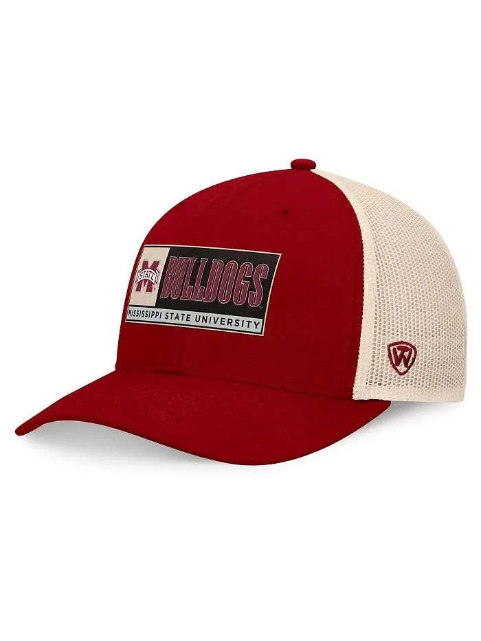 Мужская кепка Maroon/Natural Mississippi State Bulldogs Bennett Trucker с регулируемой шириной Top