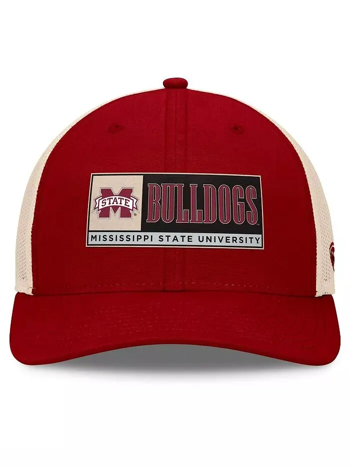 Мужская кепка Maroon/Natural Mississippi State Bulldogs Bennett Trucker с регулируемой шириной Top — изображение 2 из 4