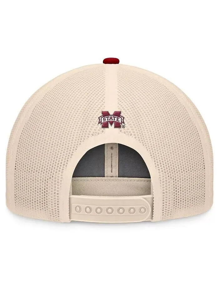 Мужская кепка Maroon/Natural Mississippi State Bulldogs Bennett Trucker с регулируемой шириной Top — изображение 3 из 4