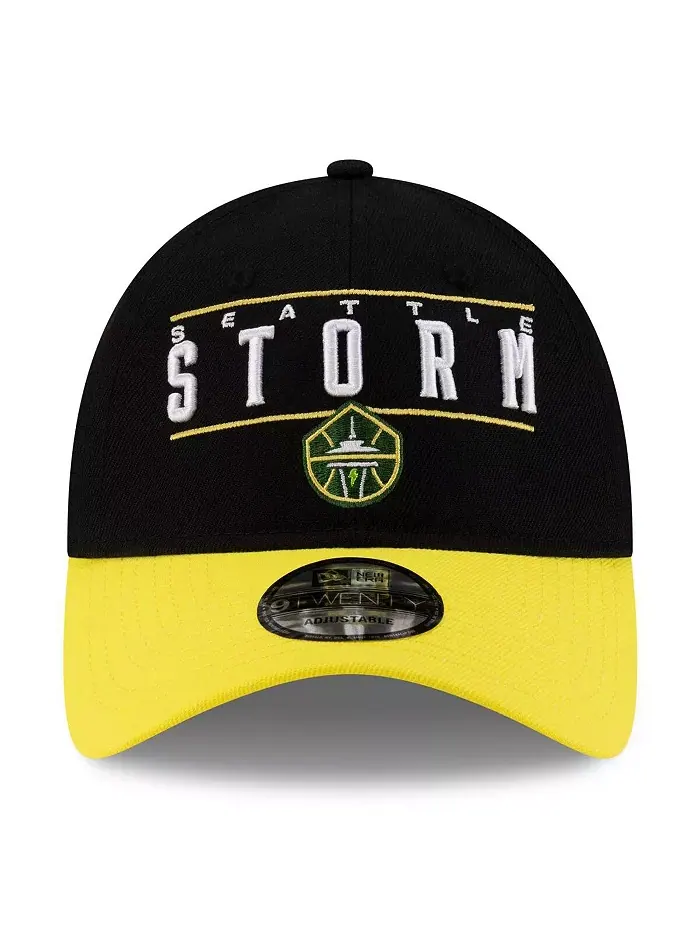 Мужская и женская черно-желтая регулируемая кепка Seattle Storm 2025 WNBA Draft 9TWENTY New Era — изображение 2 из 4