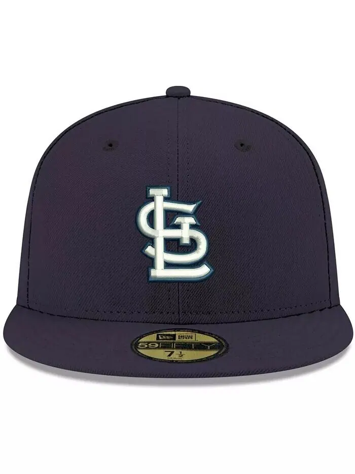 Мужская темно-синяя шляпа с логотипом St. Louis Cardinals белая 59FIFTY приталенная шляпа New Era — изображение 2 из 4