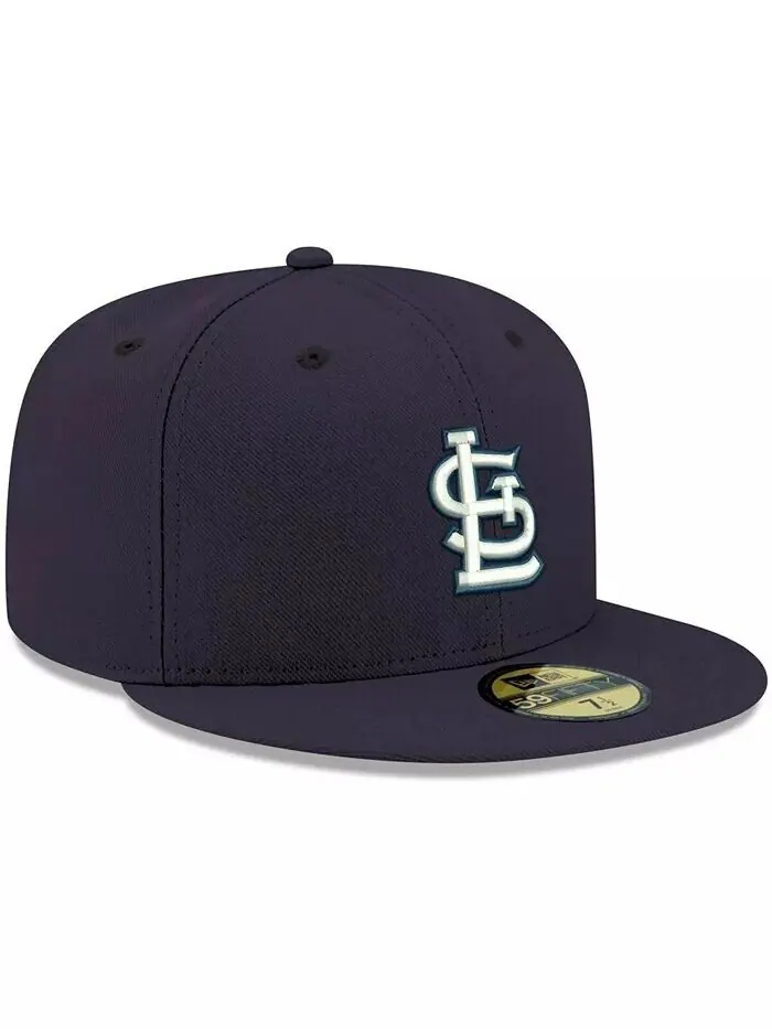 Мужская темно-синяя шляпа с логотипом St. Louis Cardinals белая 59FIFTY приталенная шляпа New Era — изображение 3 из 4