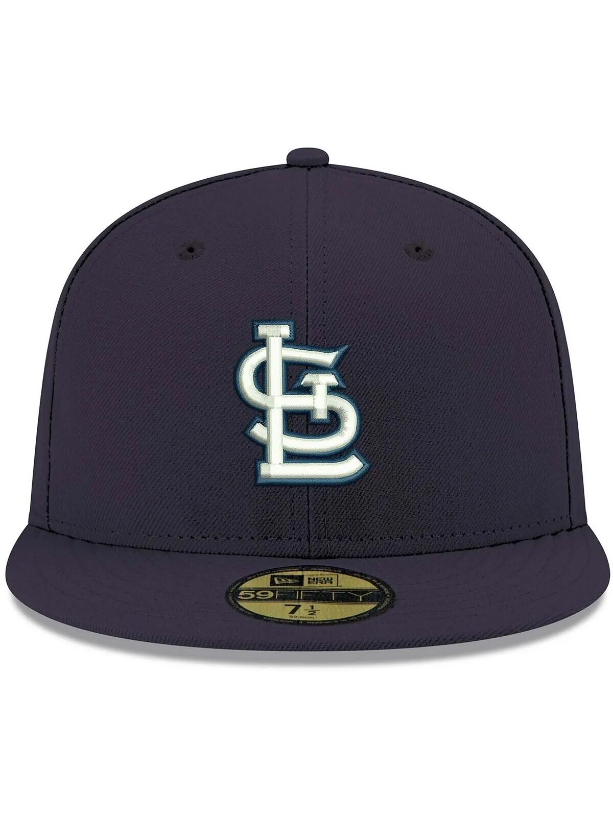Мужская темно-синяя шляпа с логотипом St. Louis Cardinals белая 59FIFTY приталенная шляпа New Era — изображение 2 из 4