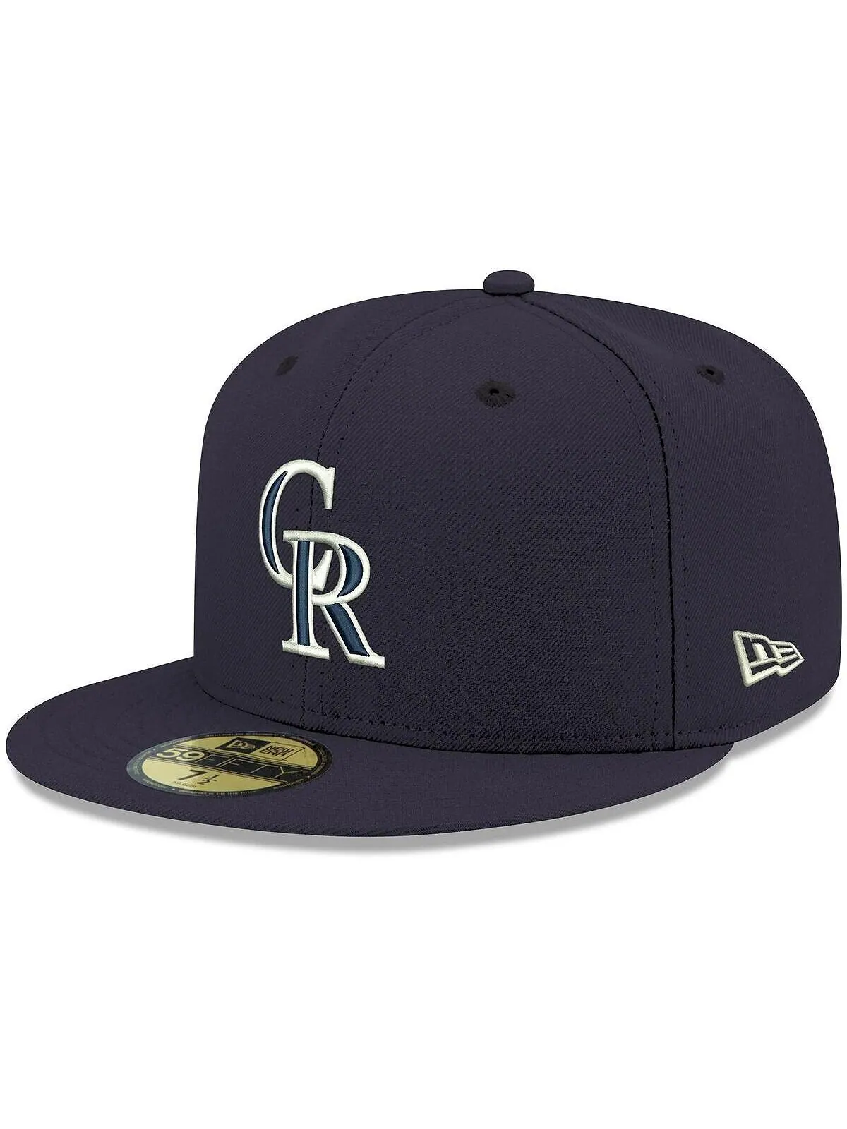 Мужская темно-синяя шляпа Colorado Rockies Logo белая 59FIFTY приталенная шляпа New Era — изображение 2 из 2, темно-синий