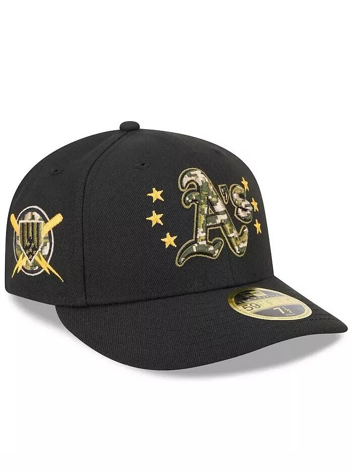 Мужская черная кепка Oakland Athletics 2024 года ко Дню вооруженных сил с низким профилем 59FIFTY