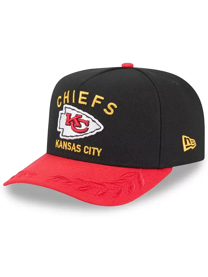 Мужская черно-красная кепка Kansas City Chiefs 2025 NFL Draft A-Frame 9FIFTY Snapback New Era