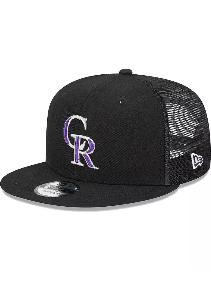 Мужская черная бейсболка Trucker 9FIFTY Snapback цвета команды Colorado Rockies New Era