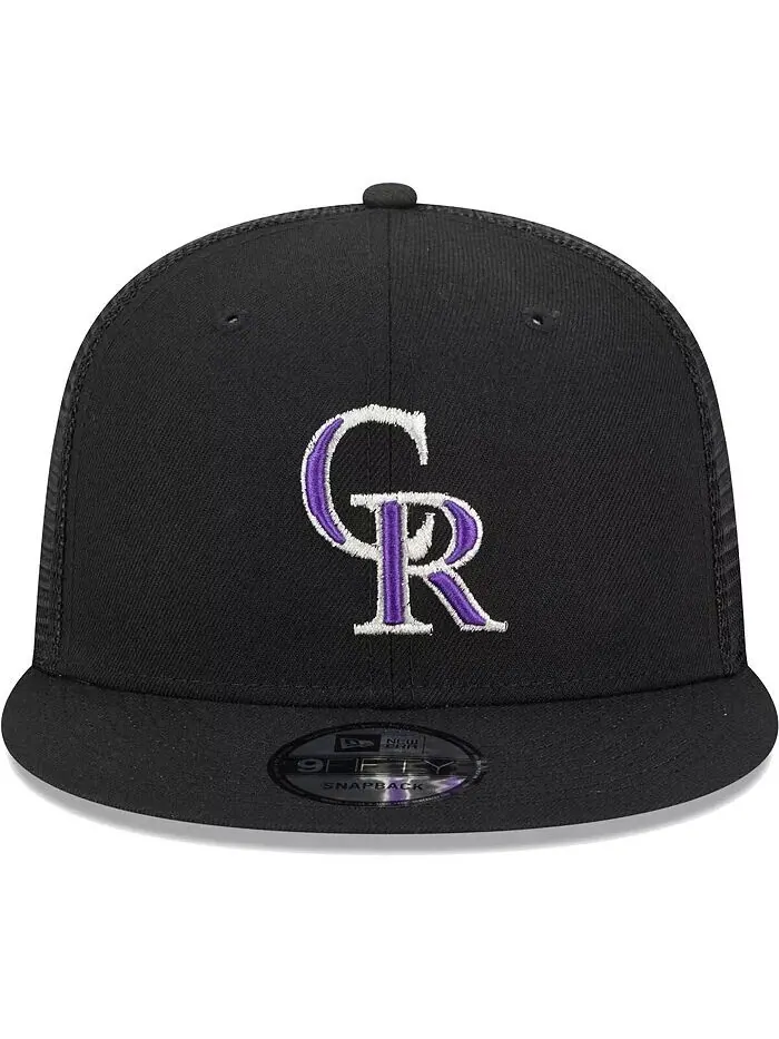 Мужская черная бейсболка Trucker 9FIFTY Snapback цвета команды Colorado Rockies New Era — изображение 3 из 5