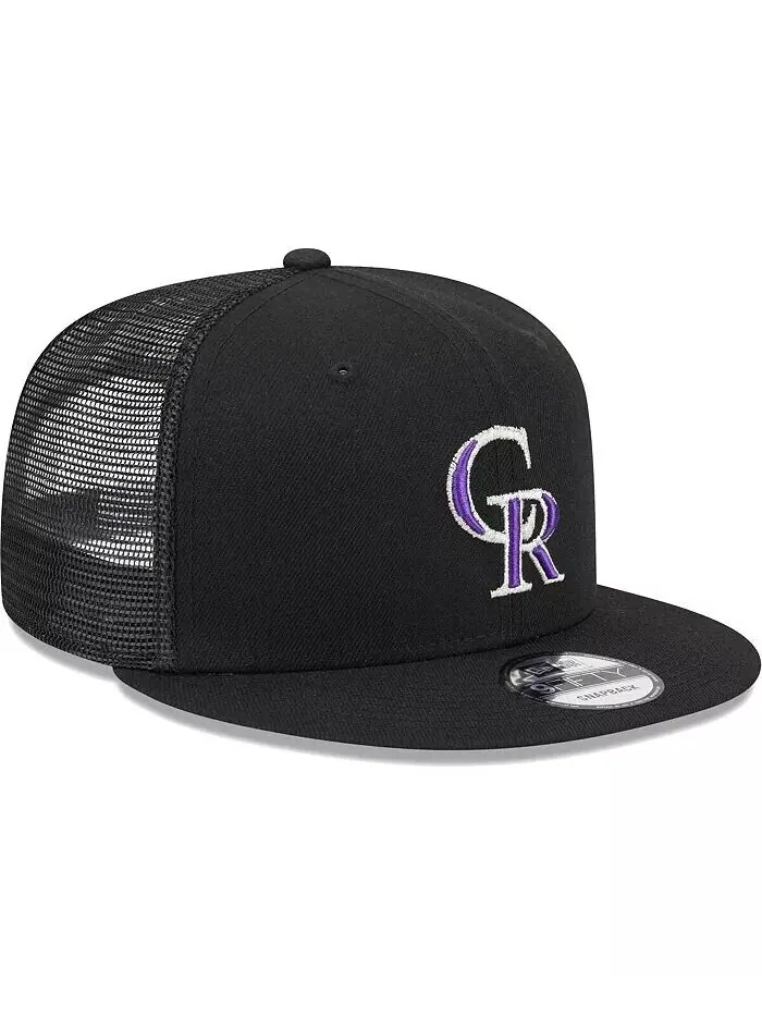 Мужская черная бейсболка Trucker 9FIFTY Snapback цвета команды Colorado Rockies New Era — изображение 4 из 5