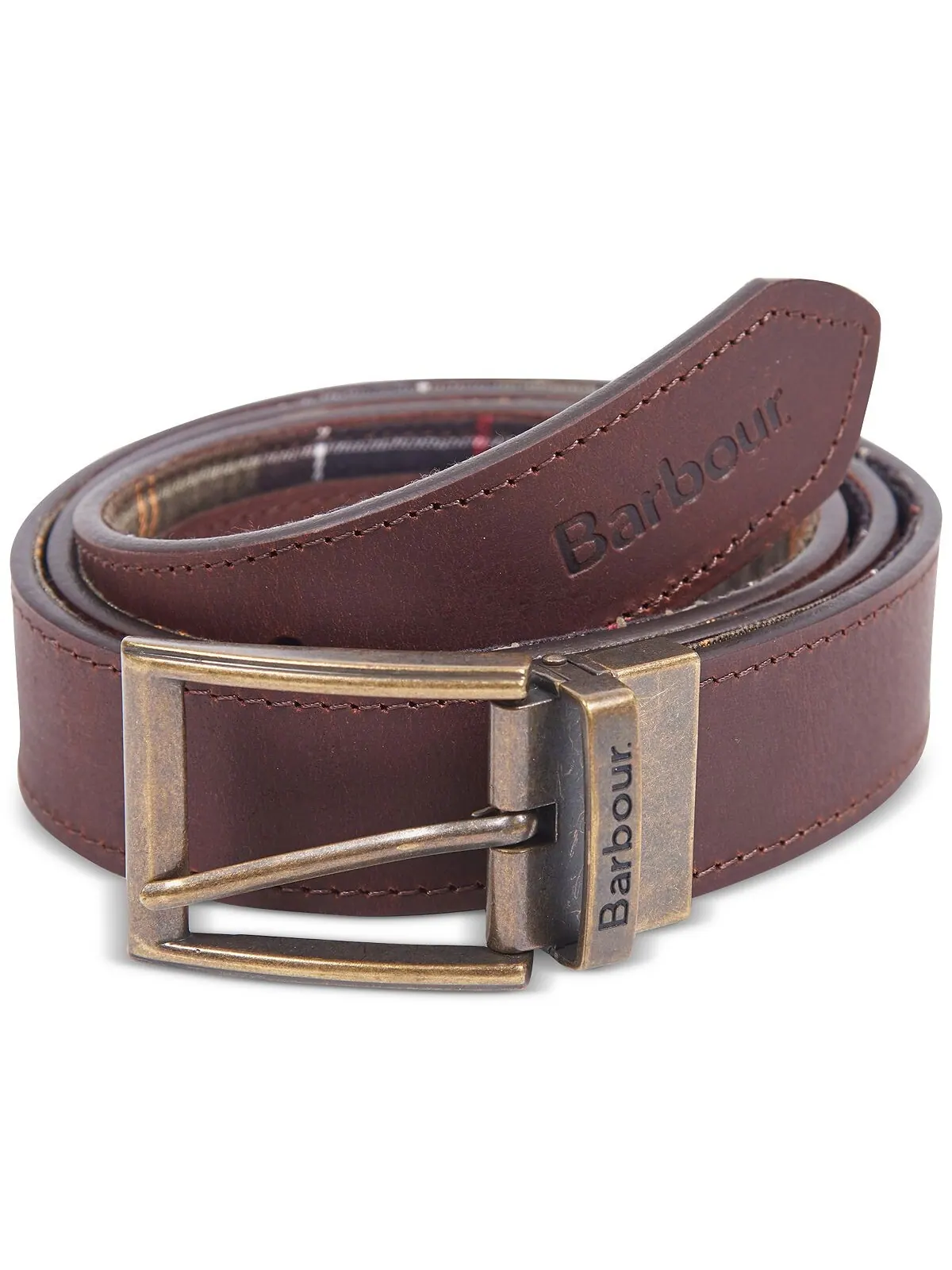 Мужской двусторонний ремень из шотландки и кожи Barbour — изображение 2 из 4, классический/коричневый