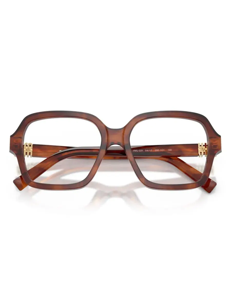 Очки женские квадратные из ацетата MU 03YV MIU MIU, Striped Tobacco — изображение 5 из 6