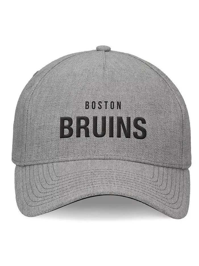 Мужская кепка Boston Bruins Elements A-Frame Leather Strap Back Hat цвета серого меланжа Fanatics — изображение 2 из 4