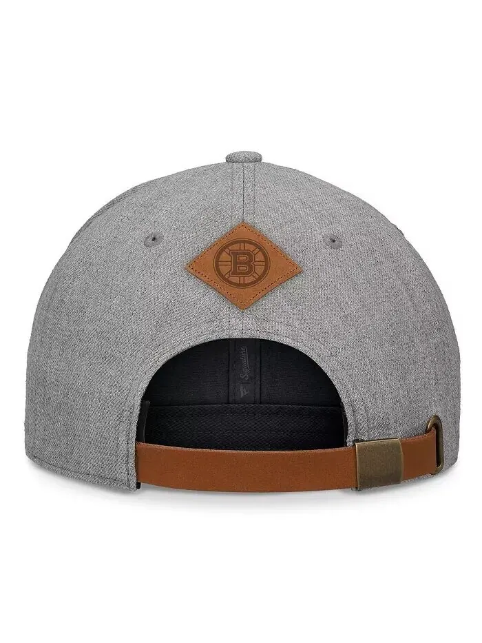 Мужская кепка Boston Bruins Elements A-Frame Leather Strap Back Hat цвета серого меланжа Fanatics — изображение 3 из 4