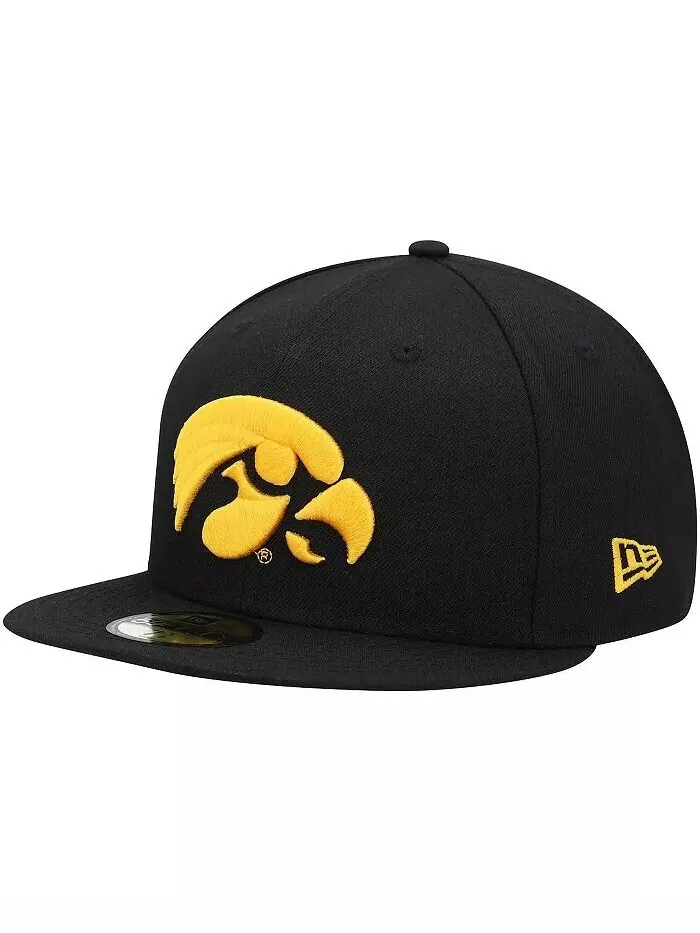 Мужская базовая шляпа с логотипом Iowa Hawkeyes Primary Team черного цвета 59FIFTY New Era — изображение 1 из 4