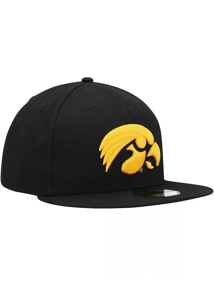 Мужская базовая шляпа с логотипом Iowa Hawkeyes Primary Team черного цвета 59FIFTY New Era — изображение 2 из 4