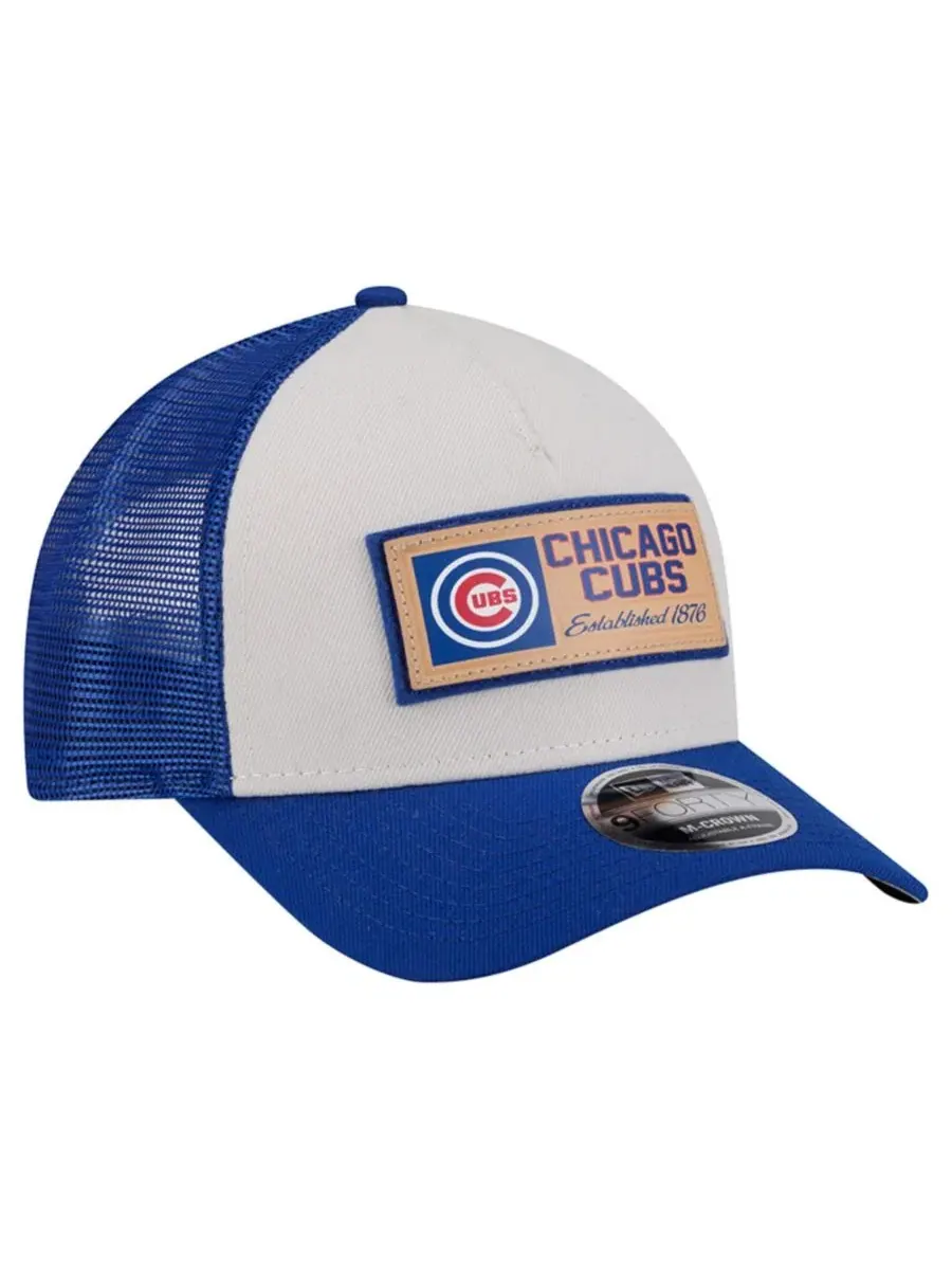 Кепка-тракер с принтом Chicago Cubs Text A-Frame Trucker 9FORTY New Era, Stone Royal — изображение 2 из 5