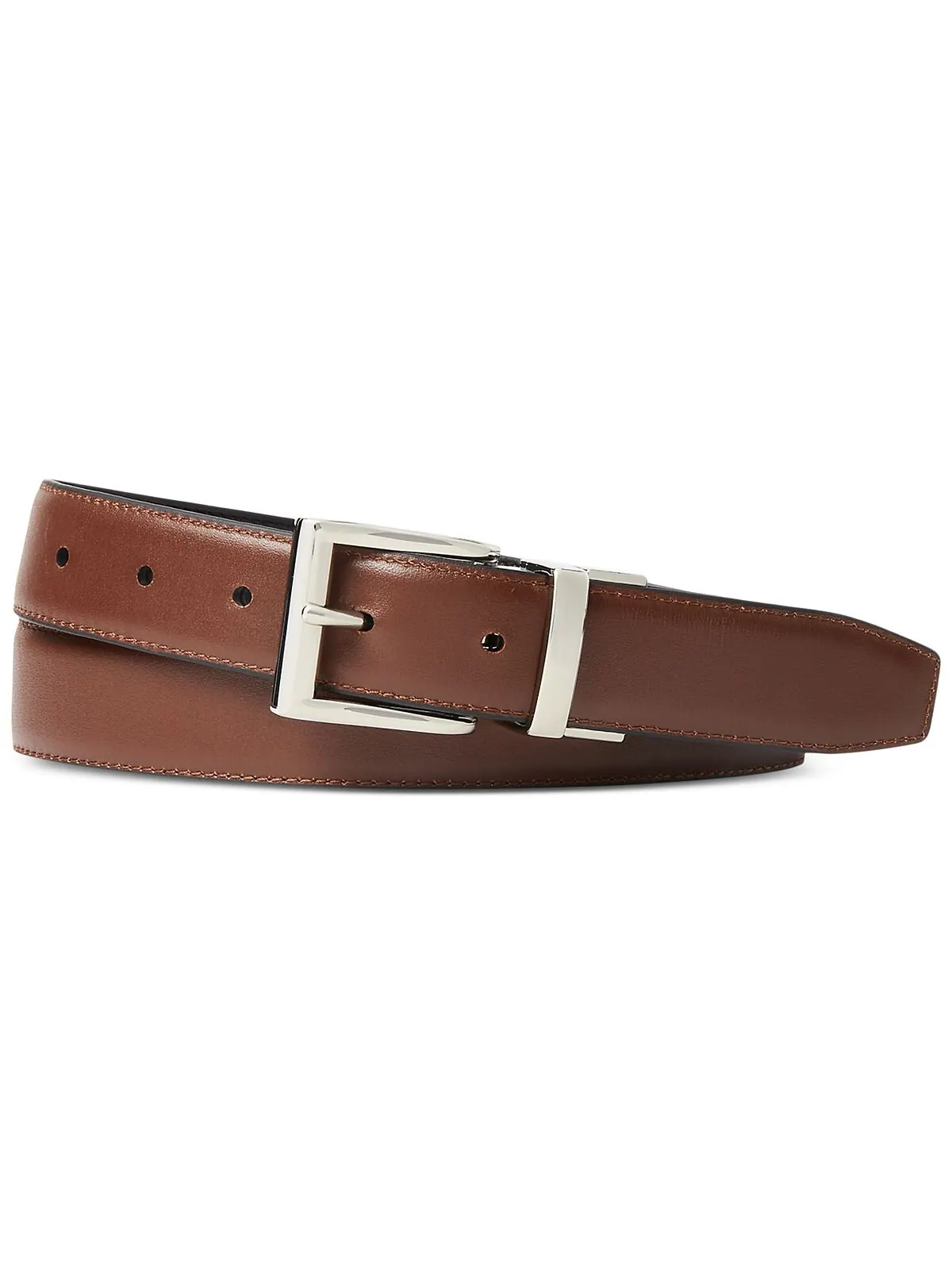 Мужской двусторонний кожаный деловой ремень Polo Ralph Lauren — изображение 2 из 3, черный/коричневый