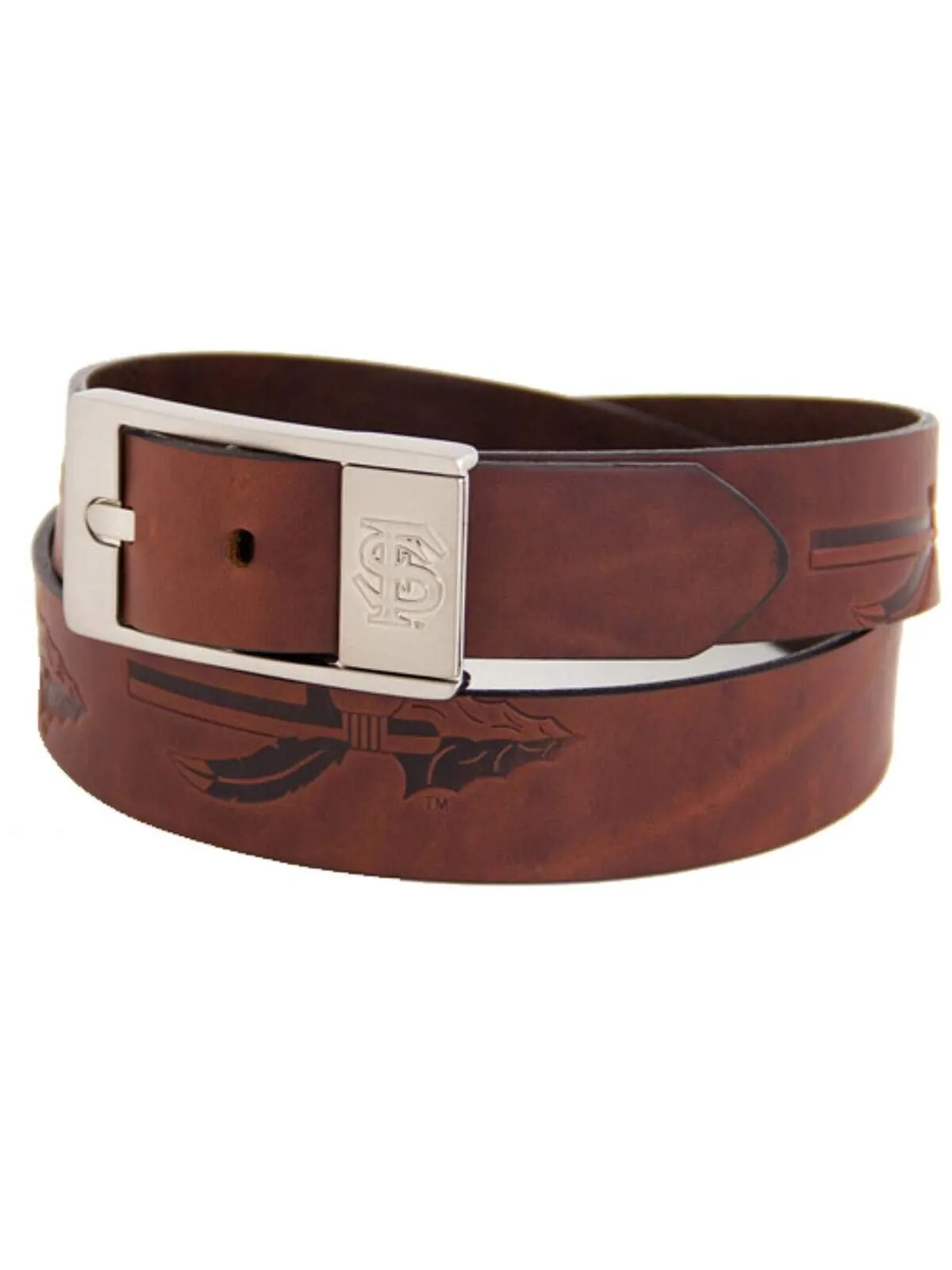 Мужской кожаный ремень Brandish Seminoles штата Флорида (FSU) - коричневый Eagles Wings