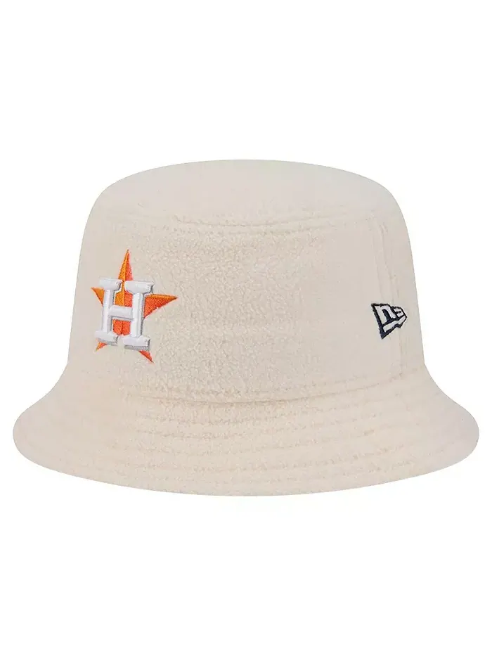 Женская белая уютная бейсболка-ведро Houston Astros Chrome New Era