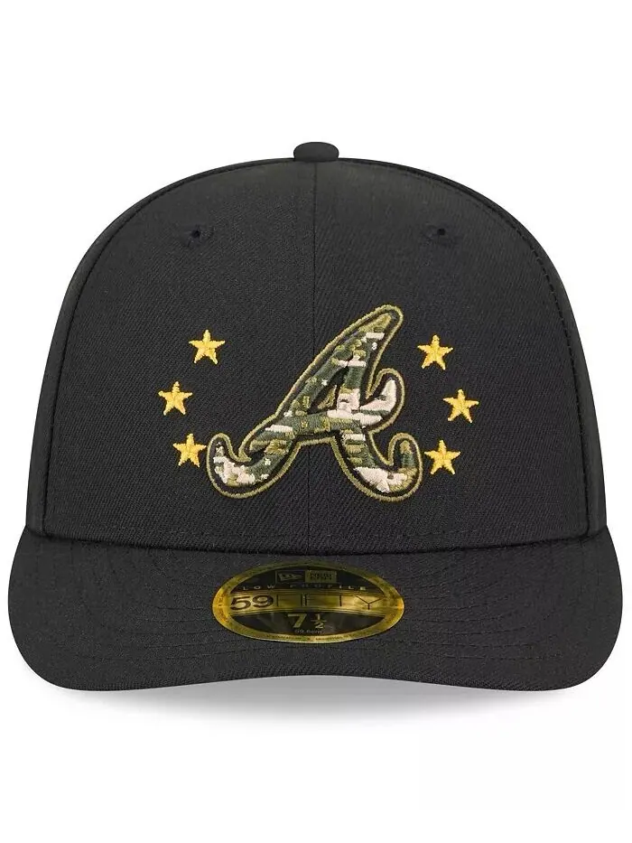 Мужская черная кепка Atlanta Braves 2024 Armed Forces Day Low Profile 59FIFTY Fitted Hat New Era — изображение 3 из 4