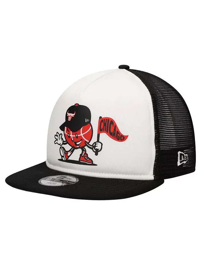 Кепка Snapback 9FIFTY для больших мальчиков и девочек, белая/черная, Chicago Bulls Court Sport