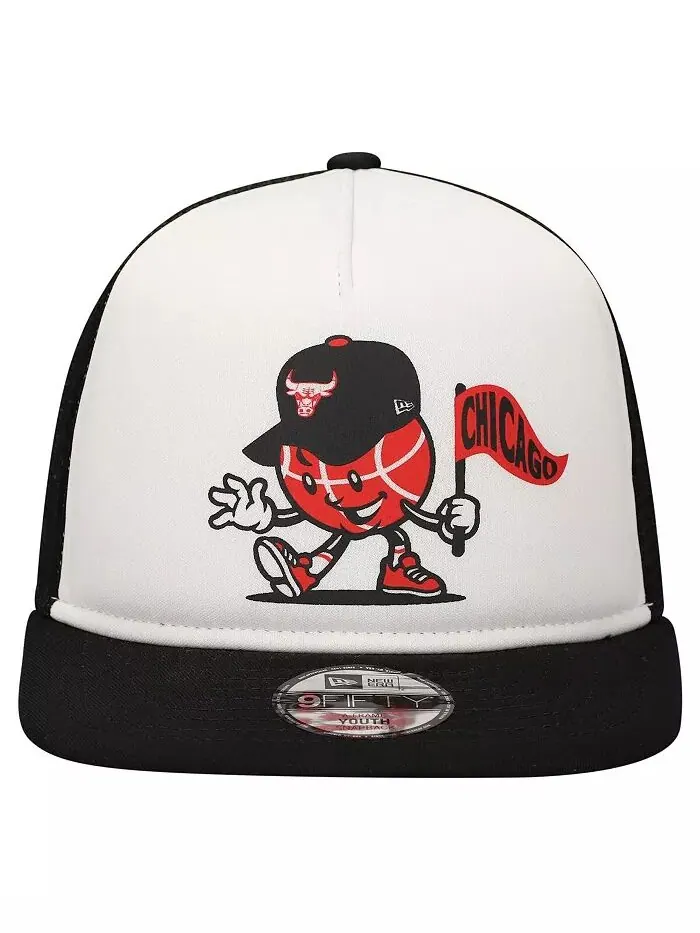Кепка Snapback 9FIFTY для больших мальчиков и девочек, белая/черная, Chicago Bulls Court Sport — изображение 3 из 4