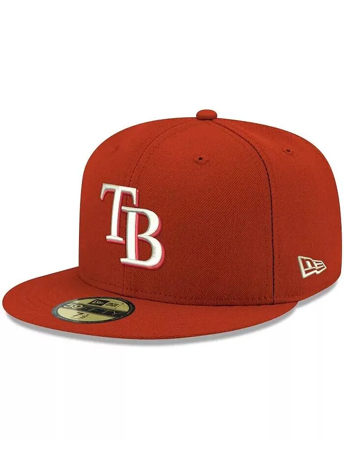 Мужская красная приталенная кепка с логотипом Tampa Bay Rays, белая 59FIFTY New Era