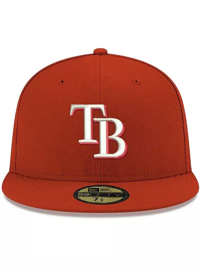 Мужская красная приталенная кепка с логотипом Tampa Bay Rays, белая 59FIFTY New Era — изображение 4 из 4