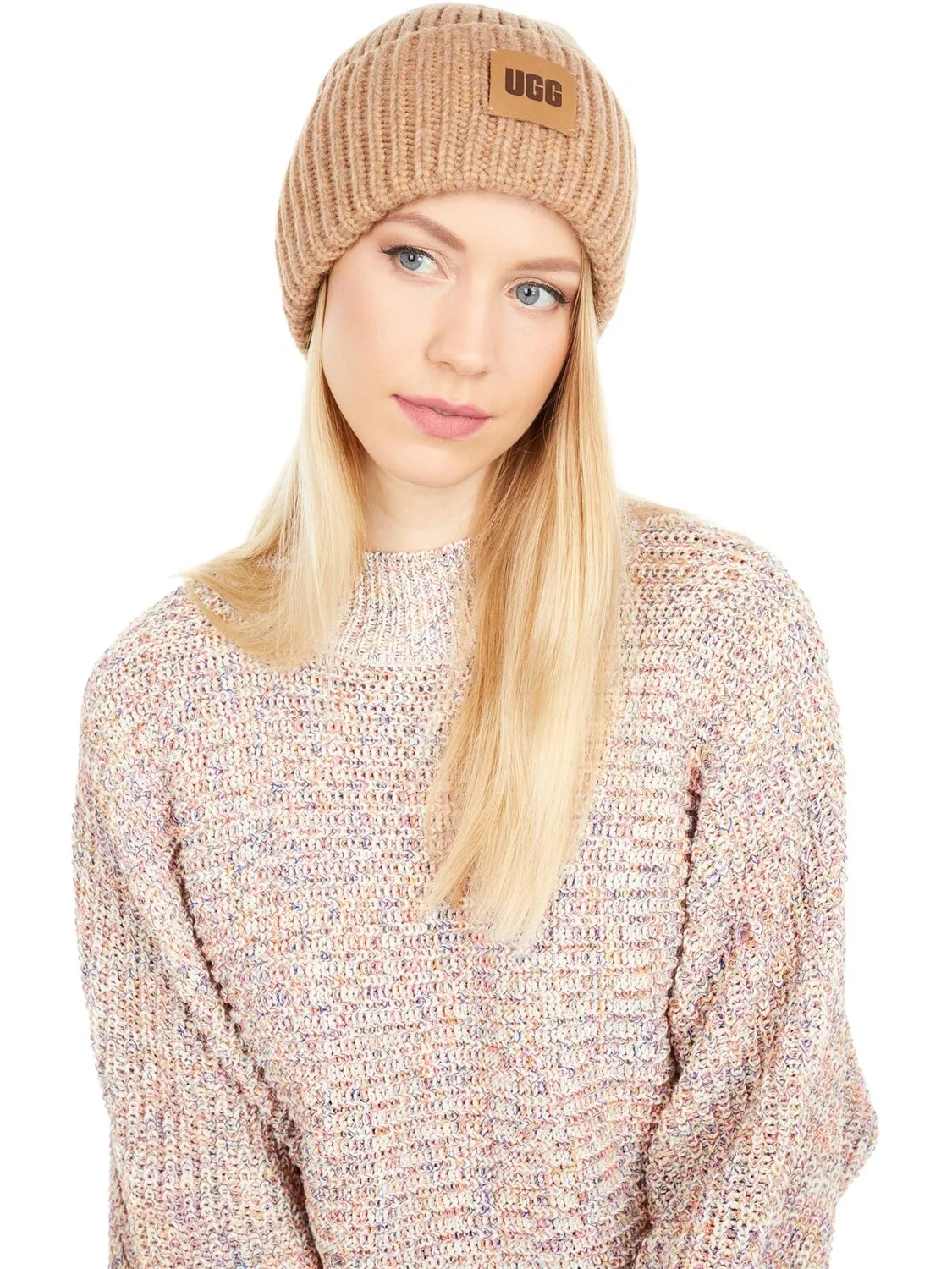 Шапка UGG в рубчик с логотипом — 1
