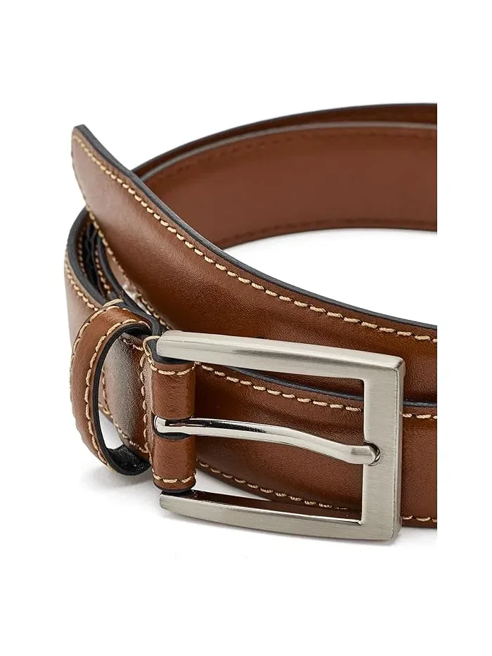 Ремень из телячьей кожи с фактурой Brooks Brothers — 3